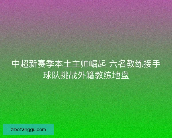 中超新赛季本土主帅崛起 六名教练接手球队挑战外籍教练地盘