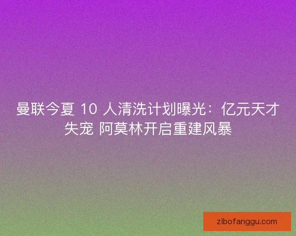 曼联今夏 10 人清洗计划曝光：亿元天才失宠 阿莫林开启重建风暴